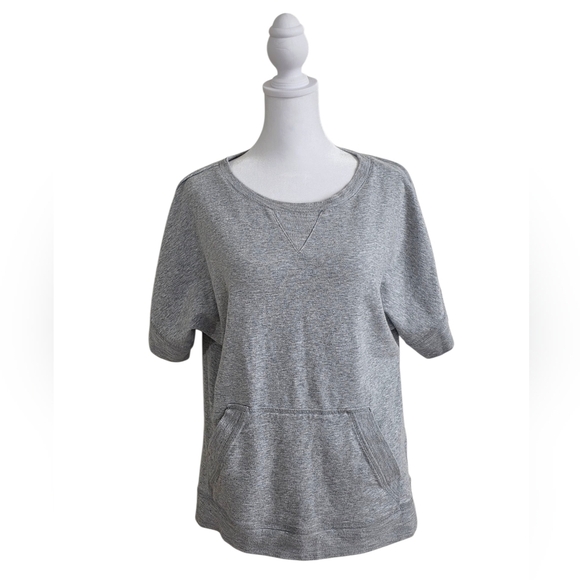 Two By Vince Camuto Heather Gray Short Sleeve Oversized Sweatshirt Top Size XS - Picture 1 of 5